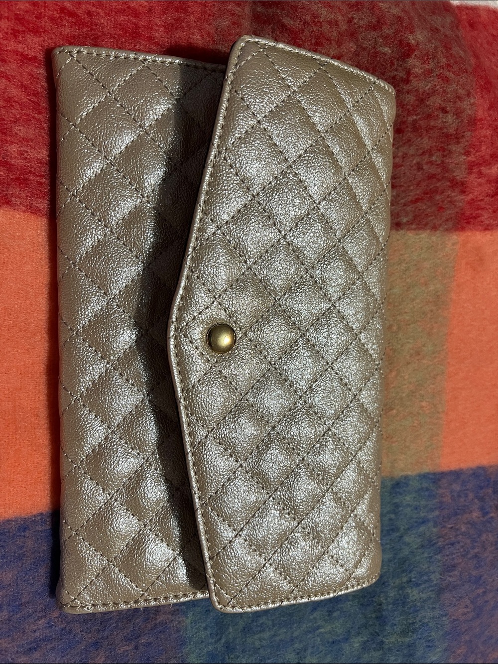 Aldo Quilted Metallic Taupe Long passport Wallet - Women Bags